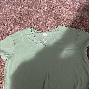 SO Short Sleeve V-Neck Tee in Sage Green